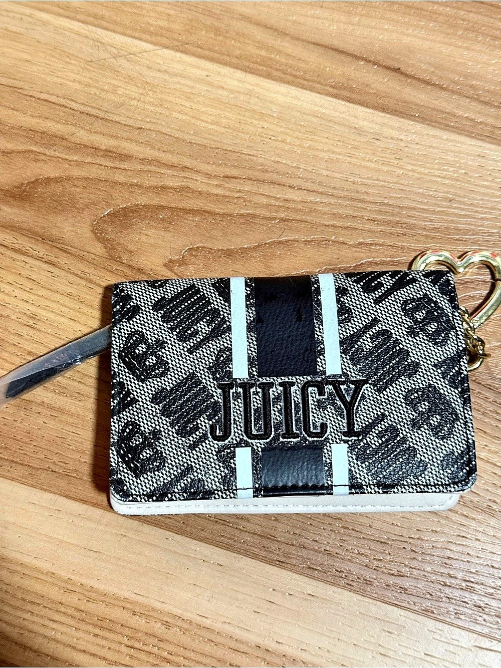 Juicy Couture Black & White Key Card Holder Like New